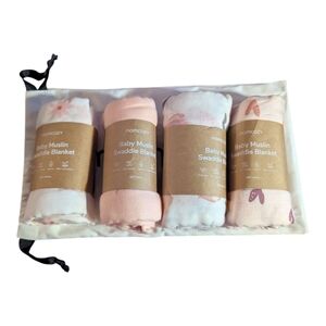 Momcozy Baby Muslin Swaddle Blankets Set 4 Pink